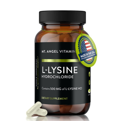 Mt. Angel Vitamins L-Lysine 500mg Capsules front view