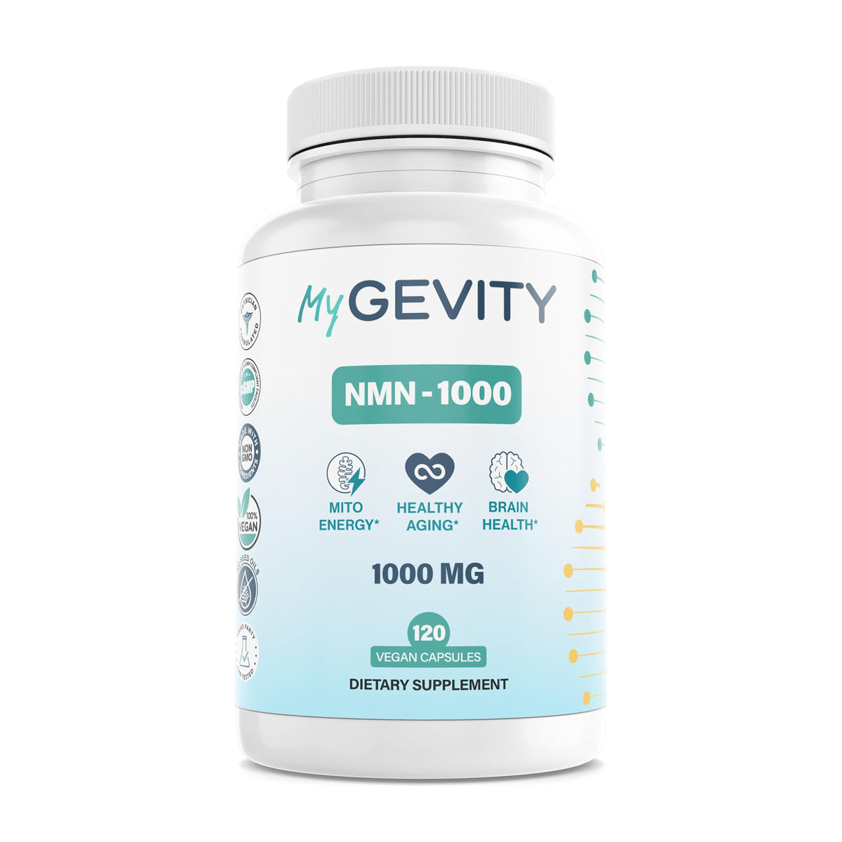 MyGevity NMN 1000mg 120 vegan capsules front view