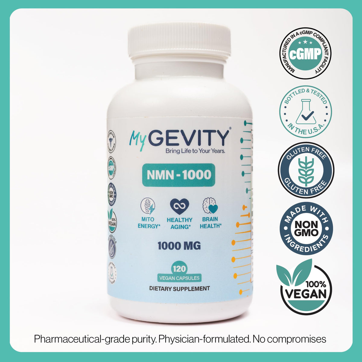 MyGevity NMN 1000mg supplement facts panel