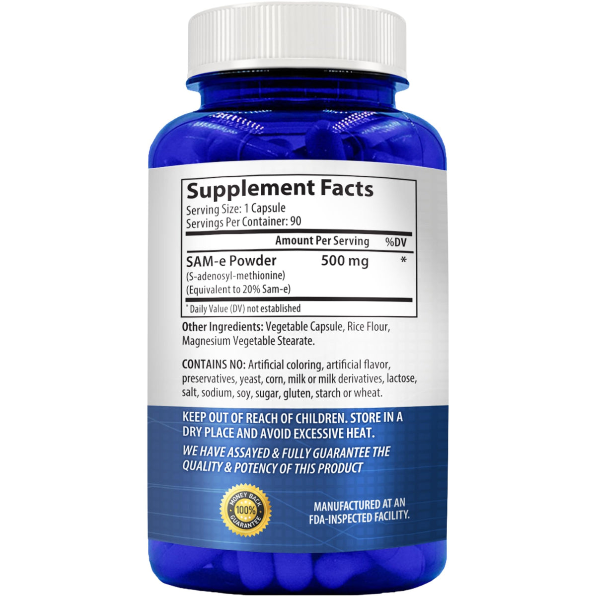 NasaBeahava SAM-E Supplement 500mg capsule close-up
