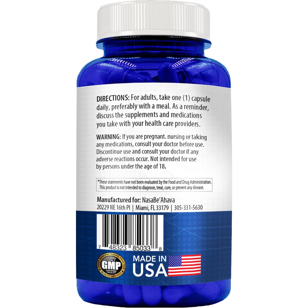 NasaBeahava SAM-E Supplement 500mg side view