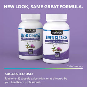 Naticura Liver Cleanse capsules on a wooden table
