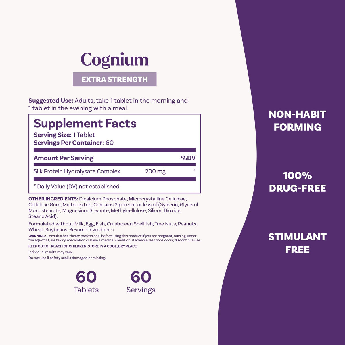 Natrol Cognium Memory Extra Strength 60 Tablets close-up of tablets