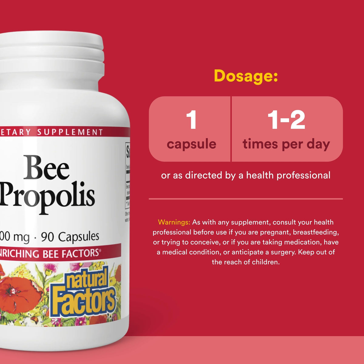 Natural Factors Bee Propolis Extract 500 mg 90 capsules packaging
