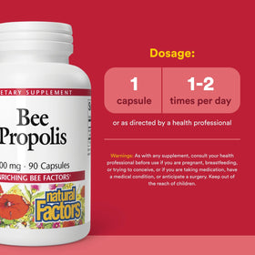 Natural Factors Bee Propolis Extract 500 mg 90 capsules packaging
