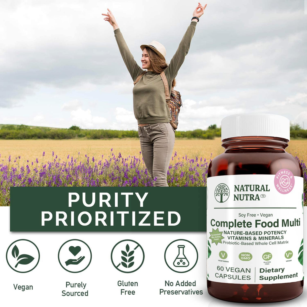 Natural Nutra Whole Food Complete Multivitamin 60 Capsules back view