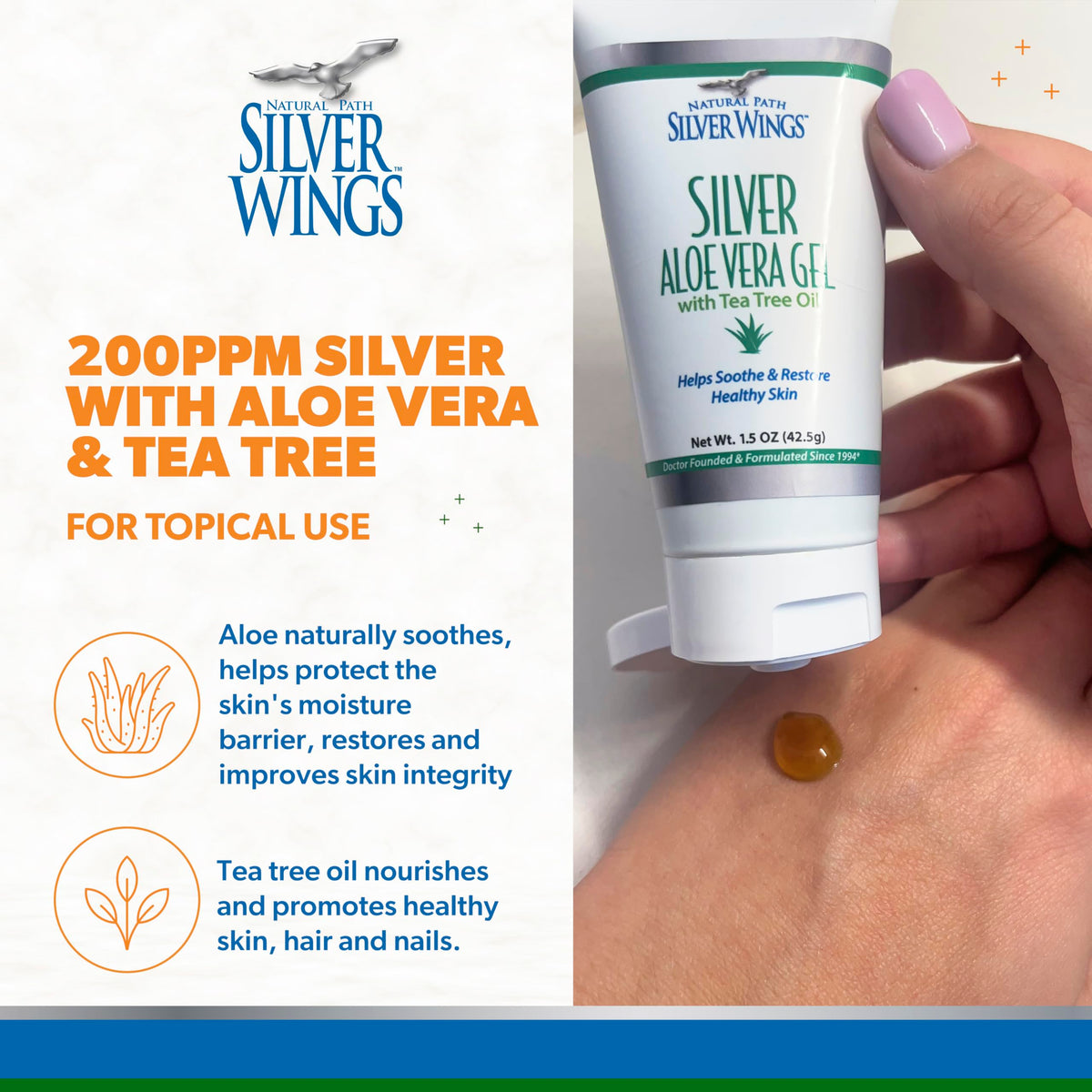 Natural Path Silver Wings Colloidal Silver Gel 200ppm application on skin
