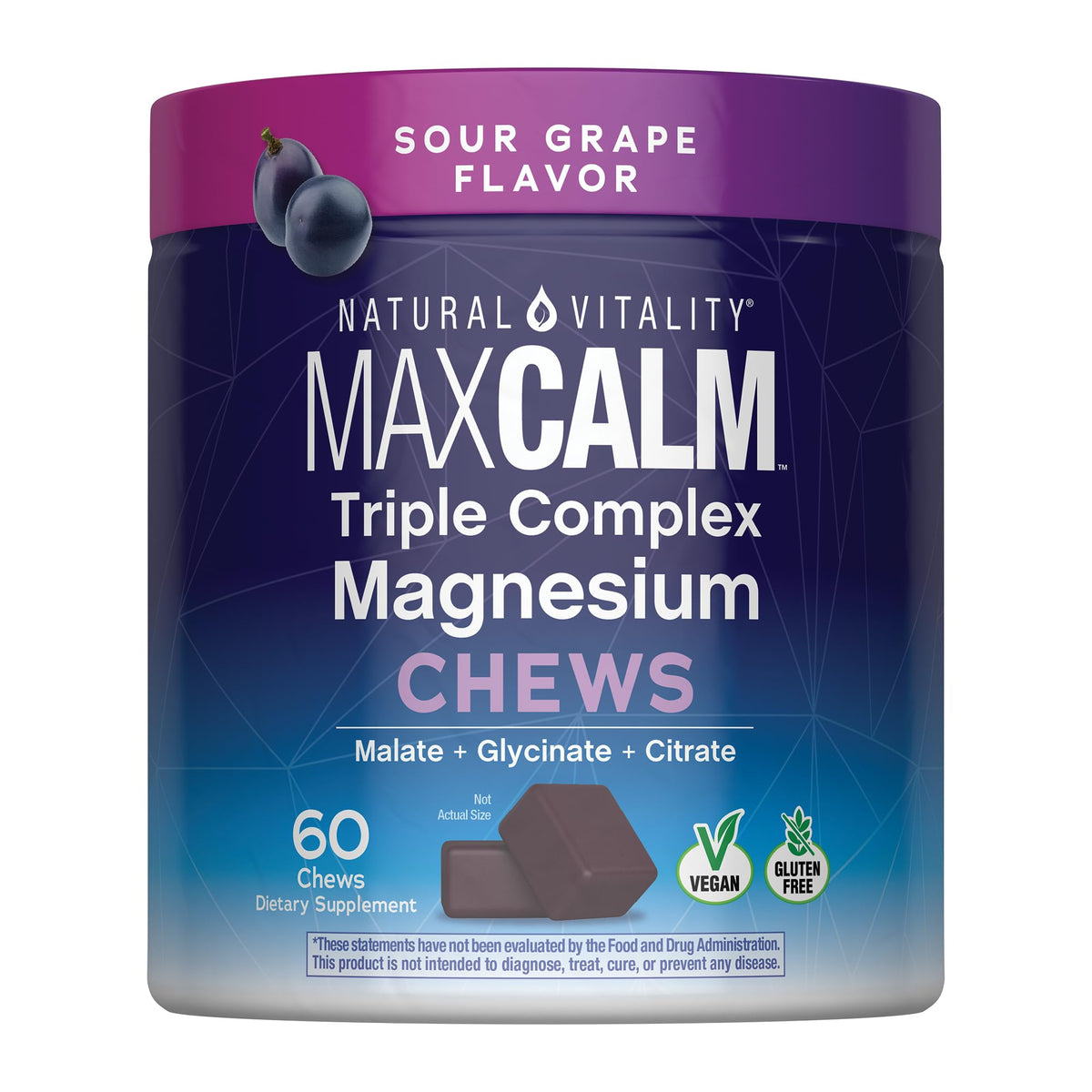 Natural Vitality MaxCalm Magnesium Chews front view packaging