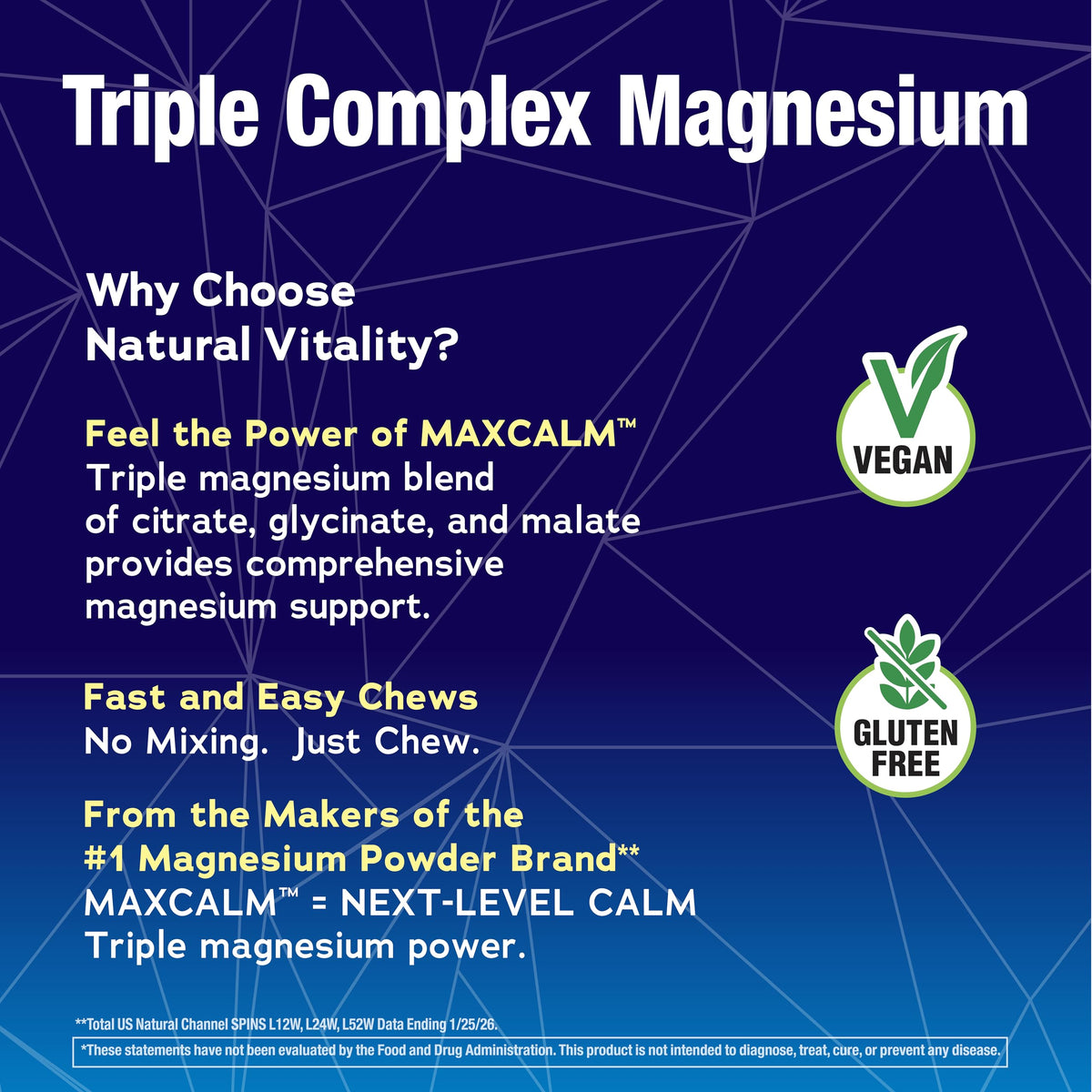 Natural Vitality MaxCalm Magnesium Chews nutritional information