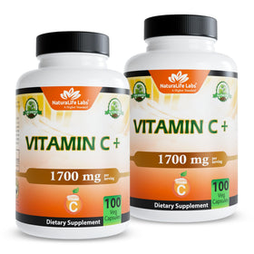 NaturaLife Labs Vitamin C with D3, Zinc, Elderberry & Ginger 100 Capsules front view