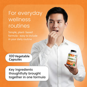 NaturaLife Labs Vitamin C with D3, Zinc, Elderberry & Ginger capsules in a hand