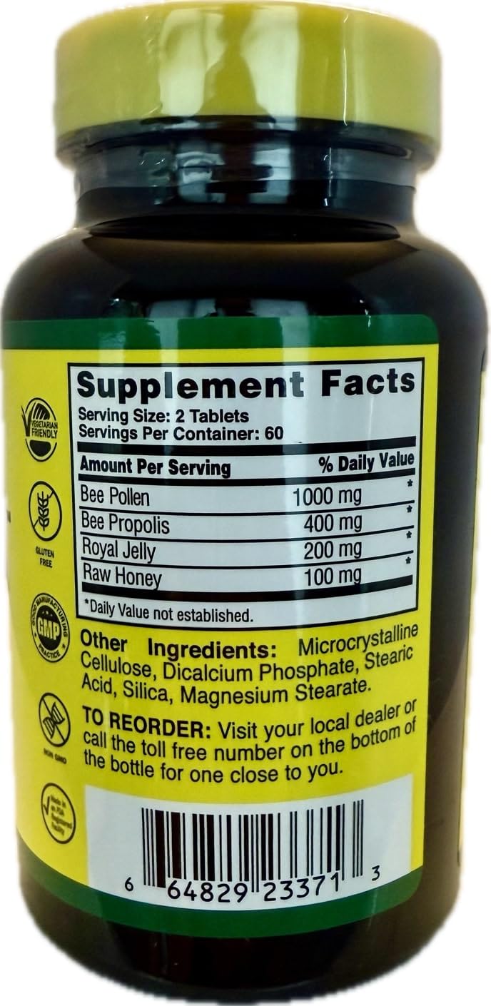 Nature Bee Caps packaging side view showing ingredients