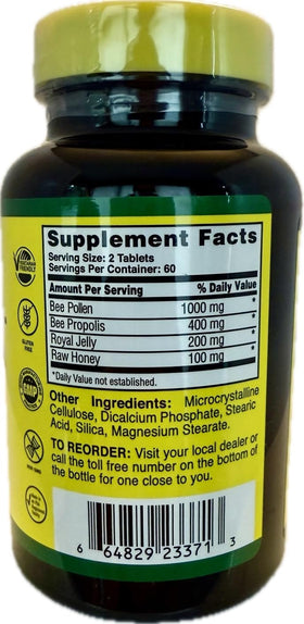 Nature Bee Caps packaging side view showing ingredients