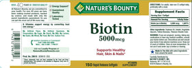 Nature's Bounty Biotin 5000 mcg softgels side view