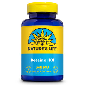 Nature's Life Betaine HCL with Pepsin 100 Capsules front view