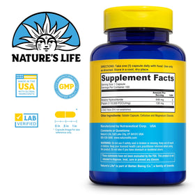 Nature's Life Betaine HCL with Pepsin 100 Capsules side view
