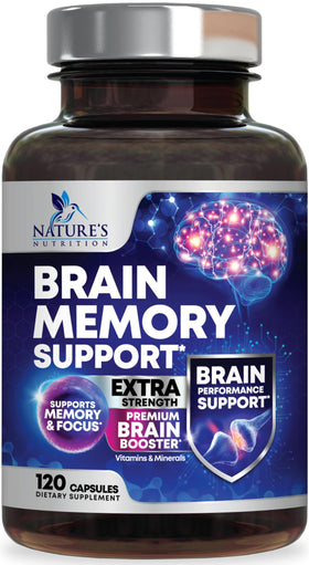 Nature's Nutrition Brain Memory Supplement 120 Capsules front view