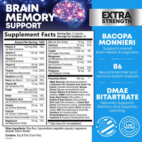 Nature's Nutrition Brain Memory Supplement bottle side view