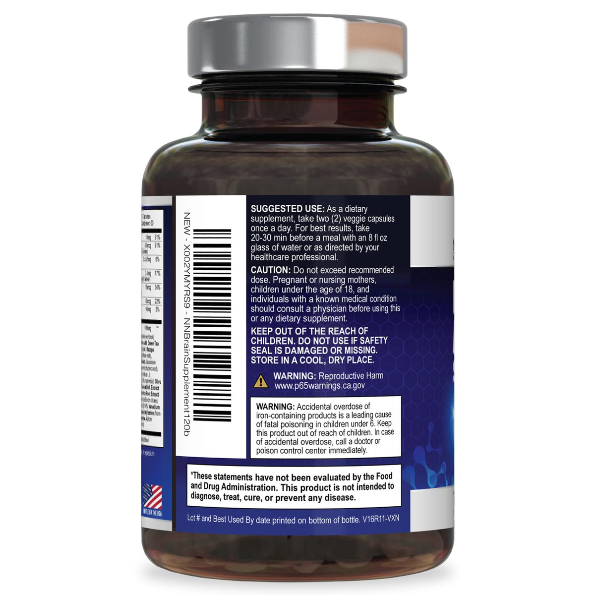 Nature's Nutrition Brain Memory Supplement packaging details
