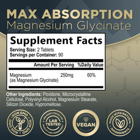 Nature's Peak Magnesium Glycinate Supplement 250mg 180 Tablets in a kitchen setting
