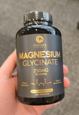 Nature's Peak Magnesium Glycinate Supplement 250mg 180 Tablets side view