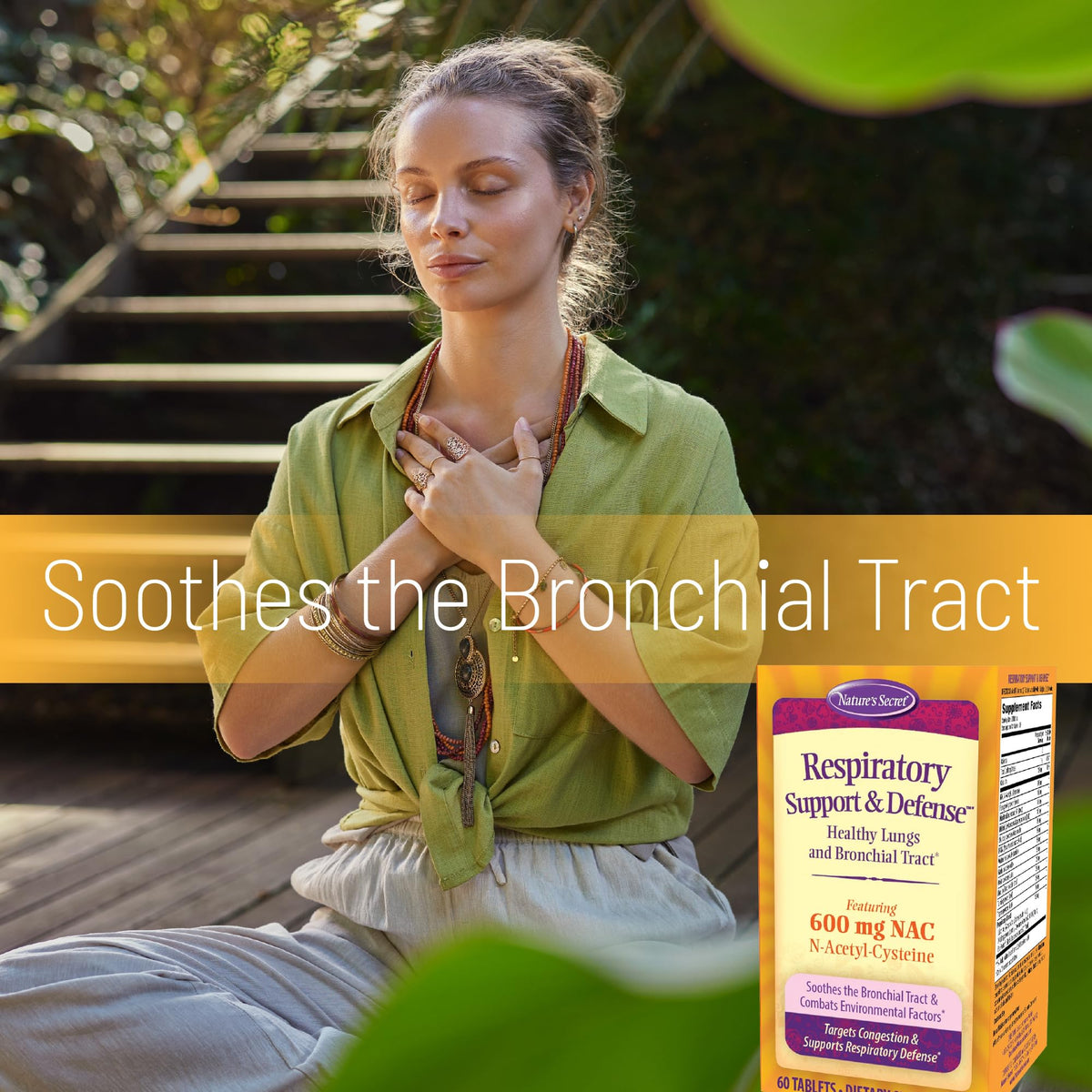 Nature's Secret Respiratory Support & Defense supplement capsule close-up