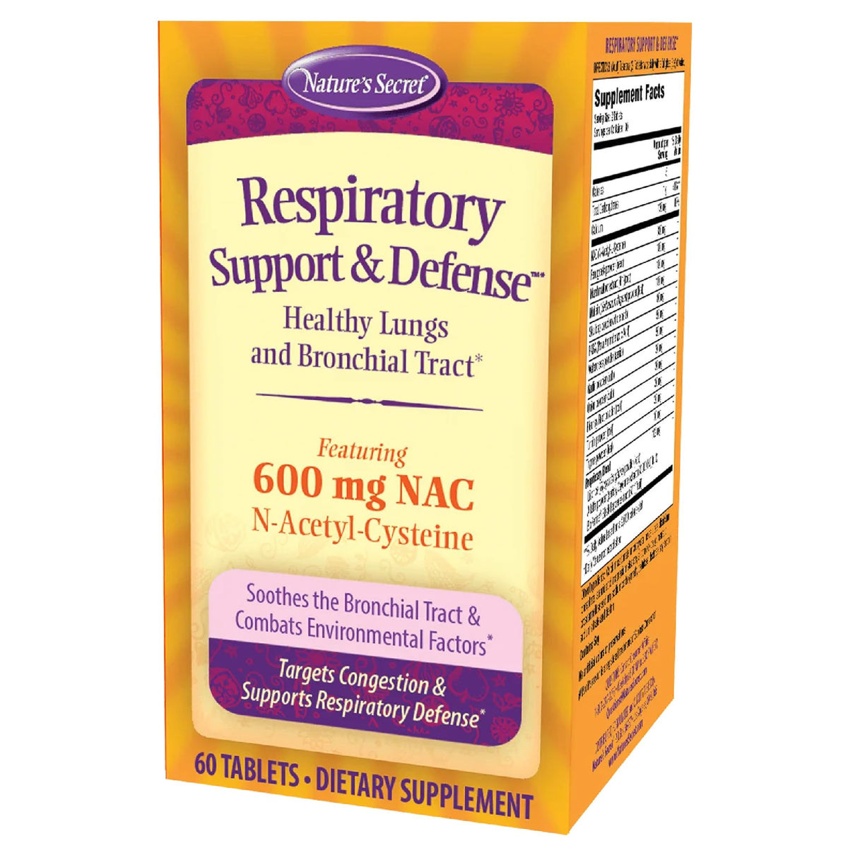 Nature's Secret Respiratory Support & Defense supplement front view