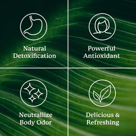 Nature's Sunshine Chlorophyll Stick Pack being mixed with water in a glass