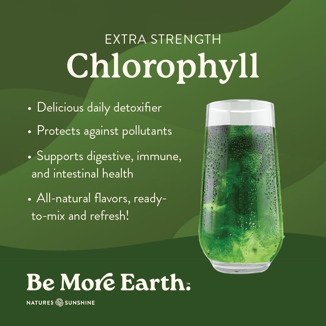 Nature's Sunshine Chlorophyll Stick Packs back view showing nutritional information