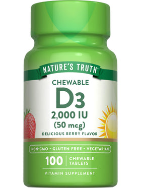 Nature's Truth Chewable Vitamin D3 2000 IU tablet bottle front view