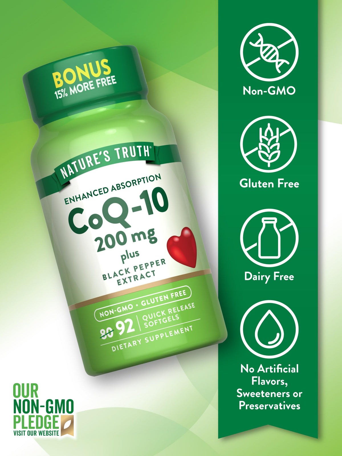 Nature's Truth CoQ10 200 mg Softgels bottle with label
