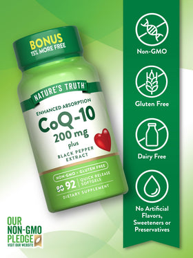 Nature's Truth CoQ10 200 mg Softgels bottle with label