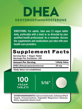 Nature's Truth DHEA 25mg Tablets side view showing tablet size