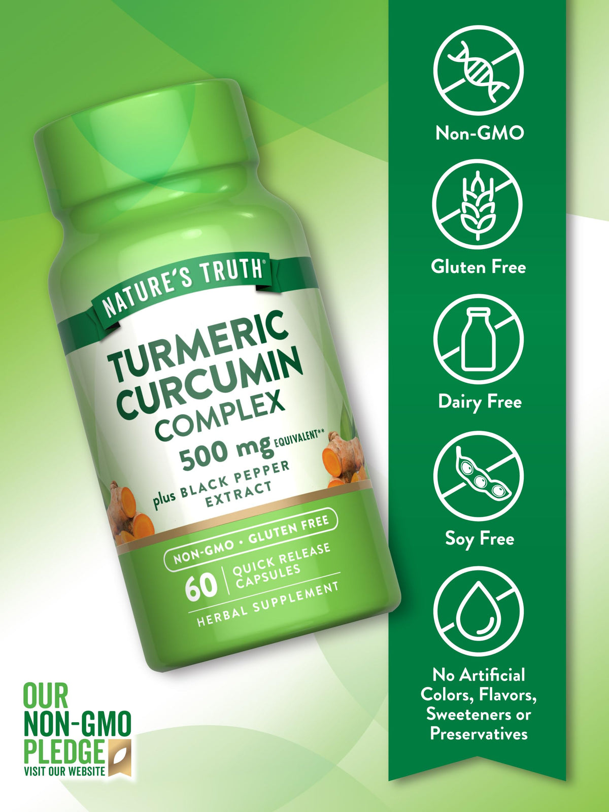 Nature's Truth Turmeric Curcumin capsules in a hand