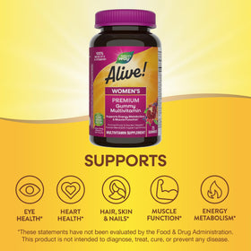 Nature's Way Alive! Premium Women's Gummy Multivitamin gummies in a bowl