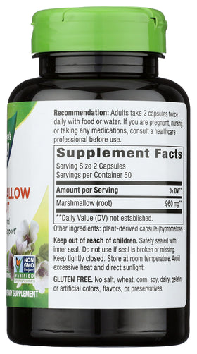 Nature's Way Marshmallow Root 960 mg capsules close-up