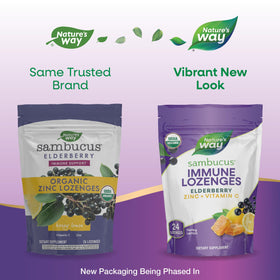 Nature's Way Sambucus Zinc Lozenges honey lemon flavour close-up