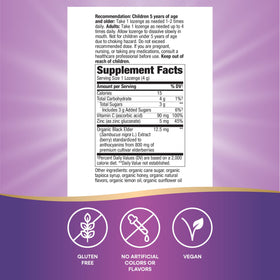 Nature's Way Sambucus Zinc Lozenges packaging side view
