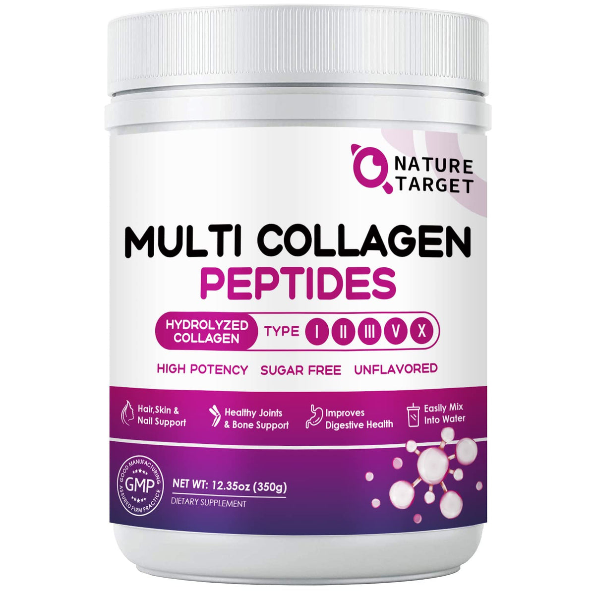 NATURE TARGET Multi Collagen Peptides Powder front view packaging