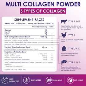 NATURE TARGET Multi Collagen Peptides Powder scoop with powder