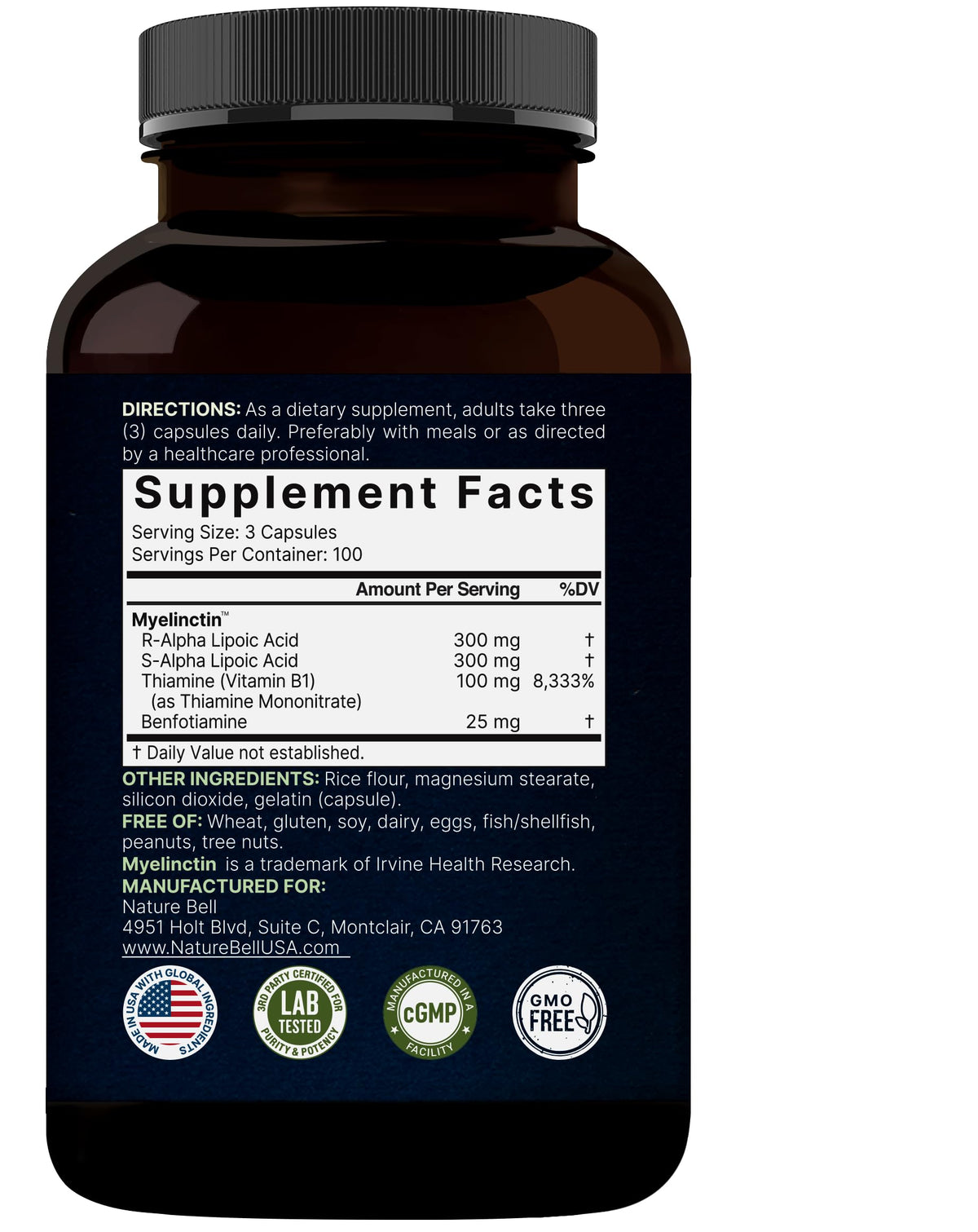 NatureBell Alpha Lipoic Acid Complex capsules with measuring spoon