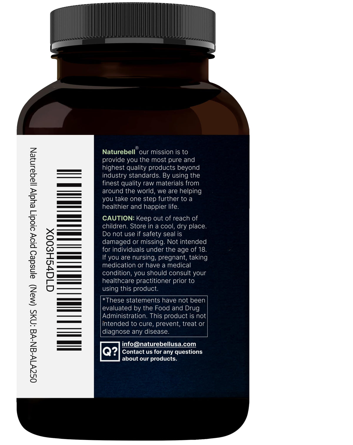 NatureBell Alpha Lipoic Acid Complex label showing ingredients