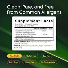 NatureBell Cranberry Concentrate 240 Capsules label close-up