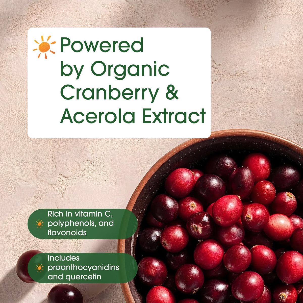 NatureBell Cranberry Concentrate 240 Capsules on a wooden table