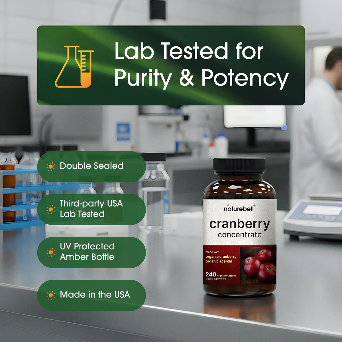 NatureBell Cranberry Concentrate 240 Capsules packaging