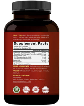 NatureBell Lutein 40mg softgels with a measuring spoon