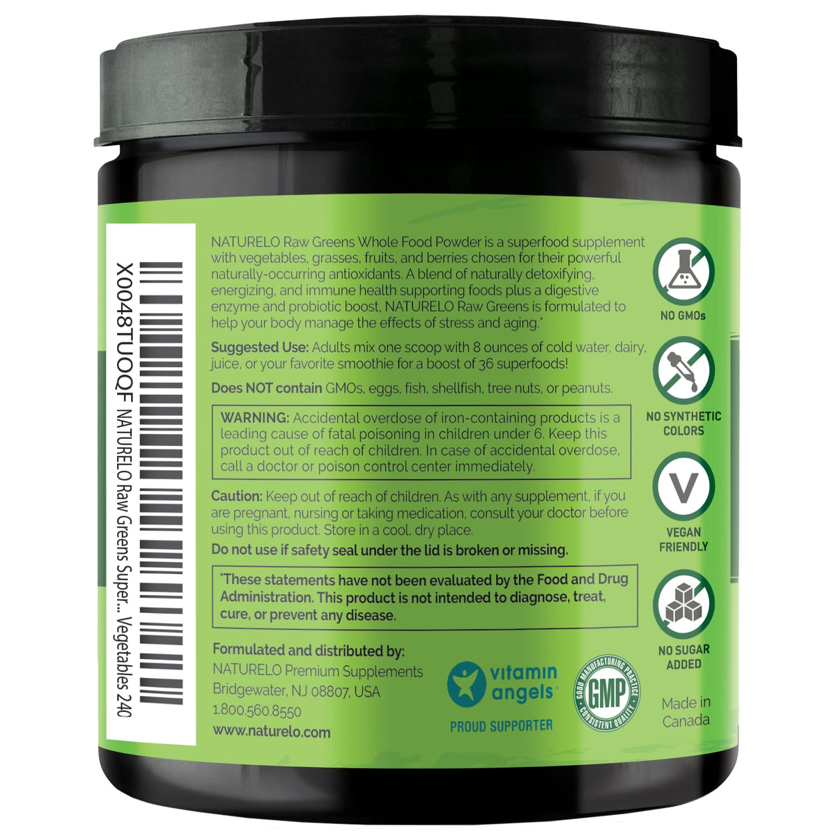 NATURELO Raw Greens Superfood Powder 240g Mixed Berry close-up