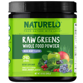 NATURELO Raw Greens Superfood Powder 240g Mixed Berry front view