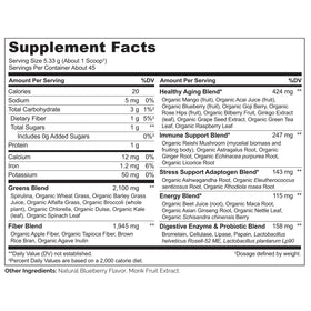 NATURELO Raw Greens Superfood Powder 240g Mixed Berry scoop