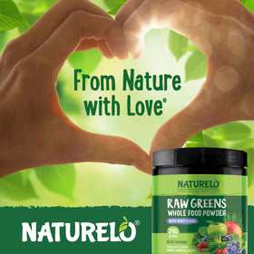 NATURELO Raw Greens Superfood Powder 240g Mixed Berry with fruits